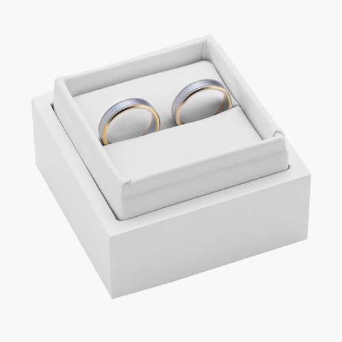 Obrączki ślubne: dwukolorowe złoto, płaskie, 5 mm